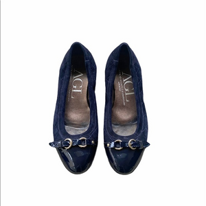 AGL Attilio Giusti Leombruni Navy‎ Blue & Black Quilted Ballet Flats Size 8